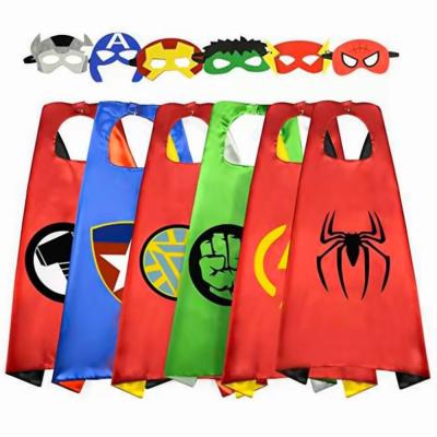 China Custom Wholesale Costume Silk Kid Halloween Cosplay Superhero Segment Superhero SpierBay Logo Man Cape for sale