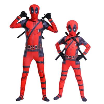 China Halloween Christmas Party Rompers Adult Set Spiderman Deadpool2 Overalls Cosplay Costume Kids Superhero Holiday Party Costume Wholesale for sale