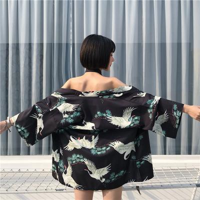 China 2021 Wholesale Segment Silk Women's Japanese Kimono Cardigan Cosplay Shirt Blouse Yukata Female Summer Beach Japanese Kimono for sale