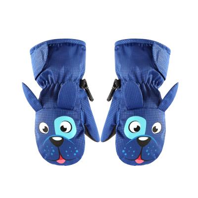 China Winter Waterproof Leather Palmer Ski Mittens Snow Gloves Outdoor Toddler Baby PU Ski Mittens Kids Skiing Glove Children for sale