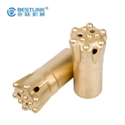 China Construction worksÂ   R25 R32 T38 T45 T51 St58 St68 Rock Drilling Tools Retract Retrac 76mm 64mm Thread Threaded Button Bit For Hammer Top Series for sale