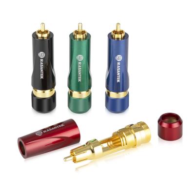 China audio & RASANTEK Soldered Video + Lock Line 24K Gold Plated Jack RCA Video RCA Connector Plug for sale