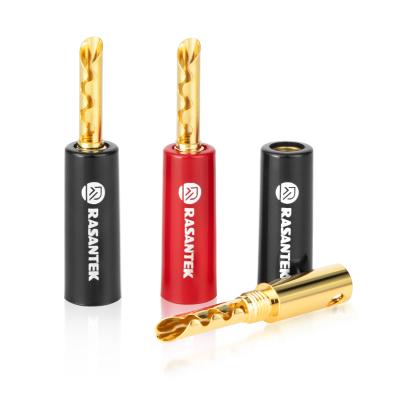 China audio & RASANTEK Visual Brass + Beryllium Copper Plated 24K Gold ABS Highlight Shell Speaker Jack 4mm Banana Plug Terminal for sale