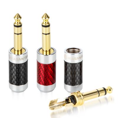 China audio & Video RASANTEK Plating 24K Gold Stereo Audio Earphone Jack 6.35mm Connector for sale