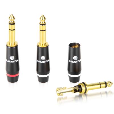 China audio & Headphone Pin Connection 6.35mm Video Frosted Brass Audio Connector for sale