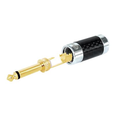 China Brass + Carbon Fiber Tube RASANTEK Headphone Jack Plug Mono 6.35mm High Fidelity Stereo Earphone Jack Plug for sale