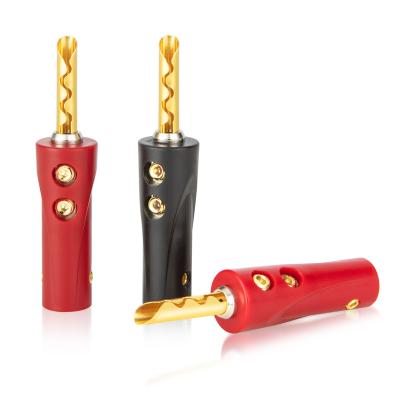 China audio & Visual ABS Cast Shell Brass and Beryllium Copper Speaker Connector Nickel Free Body Gold Plated Toothed Banana Plug for sale