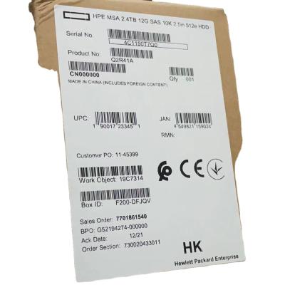 China Hot Sale HPE 2.4TB SAS 10K 12G SFF 512e Hard Disk Drive Q2R41A Q2r41a Server HDD for sale