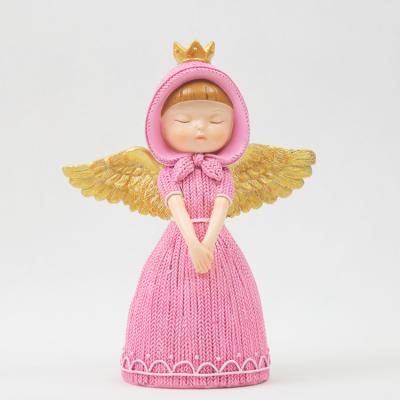 China Contemporary Custom Resin Gold Wings Praying Baby Angel Figurine Girl for Home Decor Accents for sale