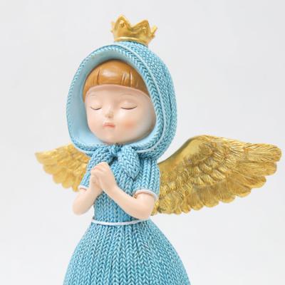 China Wholesale Nordic Europe Style Wings Religious Angel Resin Home Decor Kneeling Girl Figurine for sale