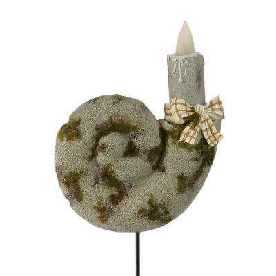 China Europe Fake Resin Figurines Animal Moss Snail Stone Statue With LED Candle Light for sale