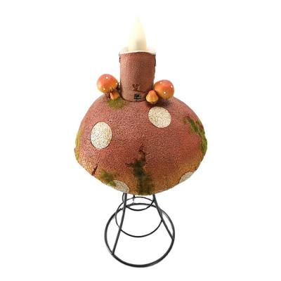 China Large European Button Mushroom En Resin Decoration Resin Craft Mushroom With LED Flameless Candle for sale