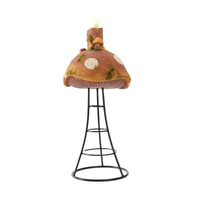 China Minimalist Factory custom large red mushroom polyresin decoration with simulated flame candle for sale