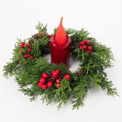 China Wholesale Artificial Single Candle Centerpiece Christmas Indoor Decoration Garlands With Faux Pine Cones for sale