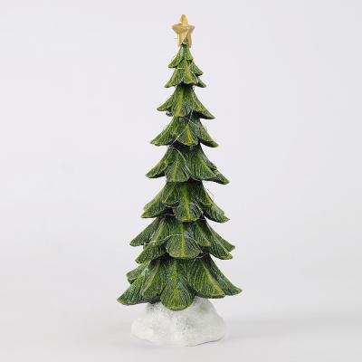 China Morden Resin Christmas Trees Craft New Design Christmas Tree With LED Lights For Table Decoration for sale