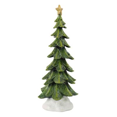 China Europe With Lights Colorful Tabletop Polyresin Mini Led Christmas Tree Statues For Luxury Home Decor for sale