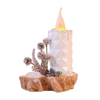 China Geometric Europe Resin Candle With Flowers Led Candle With Movable Flame for sale