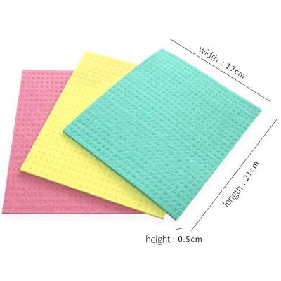 China Stocked Compressed Biodegradable Bath Dish Towel Kitchen Dish Cleaning Cloth Dishcloth Cellulose Sponge Cloth for sale