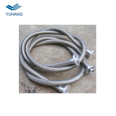 China Flange connection high pressure corrugated flexible stainless steel braided pipemetal hose 1/8