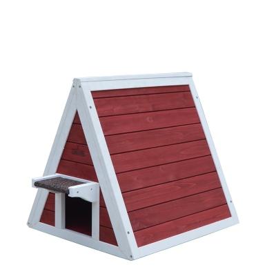 China Sustainable Small Red Triangle Wooden Cat House for sale