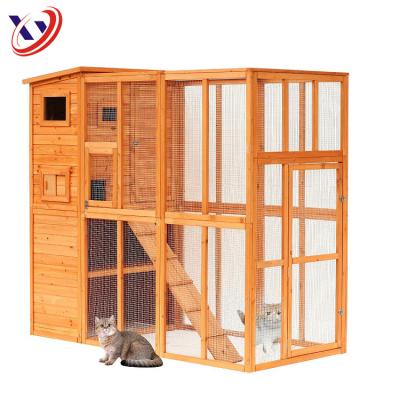 China Factory Price Sustainable High Quality Large Outdoor Wooden Cat House For Running for sale