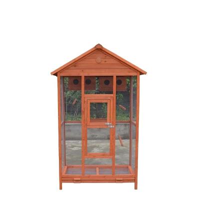 China Newest sustainable solid fir wooden brid cage with 2 nesting box&2 tray&3 metal perches for sale