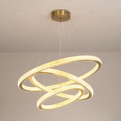 China Modern Design Modern Gold Iron Aluminum 3 Lamps Round Chandelier Light for sale