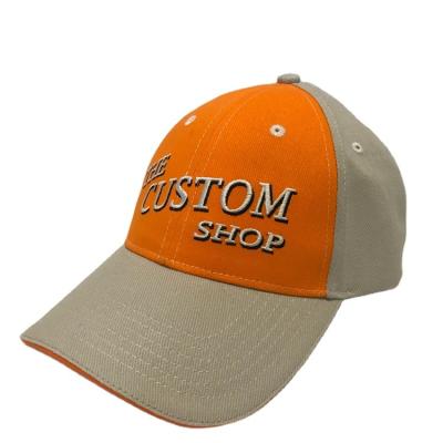 China Twill Sandwich Embroidery Logo 6 Panel Hook Loop Cotton Custom 100% Brushed Baseball Cap for sale