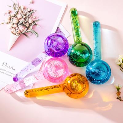 China Dye Removal Factory Wholesale Wave Beauty Ball Glitter Cooling Massager Pink Ice Facial Globes For Face for sale