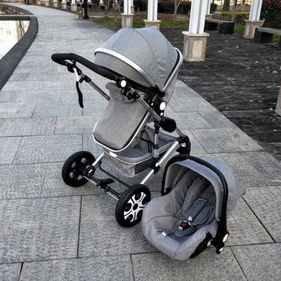 China Flax Baby Stroller 3 in 1 Kids Pram Car Seat Stroller for Newborns kinderwagen for sale