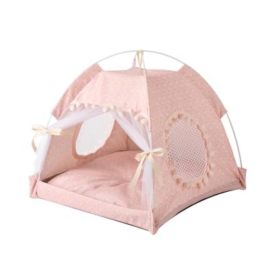 China Breathable Pet Tent House Pet Tent Dog Cat Teepee With Removable Washable Cushion Pillow Puppy House For Winter for sale