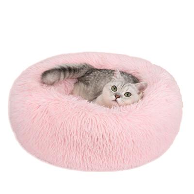 China 2021 Travel Dog Bed Accessories Fur Pet Cat Cozy Cuddle Luxury Pet Beds Round Donut for sale