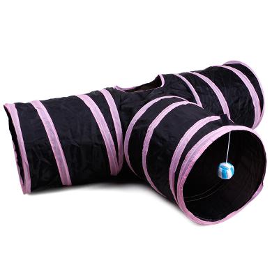 China 2021 Hot Selling Viable Amazon Pet Cat Tunnel Tube Cat Toys 3 Way Folding For Indoor Cats for sale