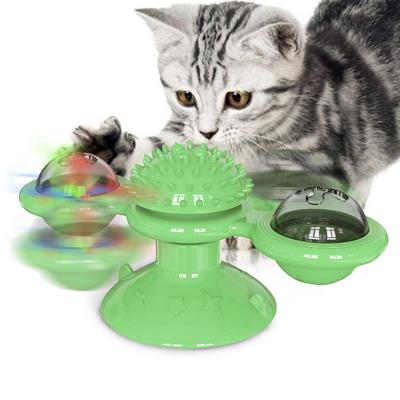 China Viable Pet Toys for Cats Interactive Puzzle Training Turntable Windmill Scratching Toys Cat Play Game Whirling Toy for sale