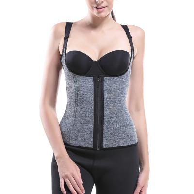 China Women Waist Trainer Corset Zipper Vest Body Shaper Cincher Breathable Tank Top With Adjustable Straps for sale