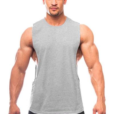 China Anti-wrinkle foreign trade WISH white summer men's cotton vest fitness running sports around neck sleeveless T-shirt for sale