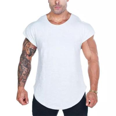 China Pure Muscle Fitness Anti-Wrinkle Vest Men's Solid Color White Panel Cotton Gym Sports Sleeveless Slim Fit T-Shirt Exercising for sale