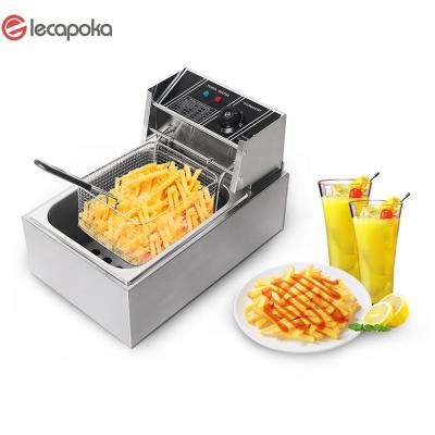 China 220V 6L Countertop Hotel Electric Commercial Deep Fryer Stainless Steel Single Tank Electric Deep Fryer Commercial for sale