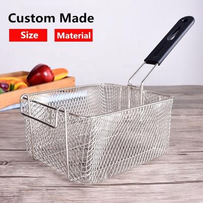 China Custom Size Hotels Stainless Steel Chicken Deep Fryer Basket Mesh Deep Fryer Basket For Fryer for sale