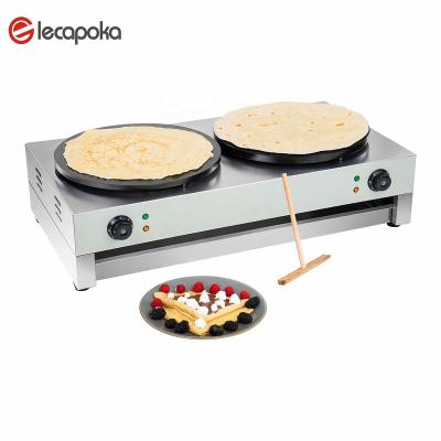 China 220-240V 3000W Outdoor Double Burner Chapati Making Machine Crepe Pancake Maker Electric Commercial for sale