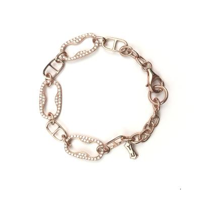 China The New The Latest Trend 2022 Of Fashion Hot Rose Gold 925 Silver Band Diamond Bracelet for sale