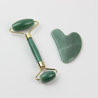 China Gift Box Health Care wtth Jade Guasha Tool Natural Green Jade Guasha Board and Jade Roller Face Body Set for sale