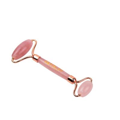 China Rose Quartz Jade Roller Gua Sha Stone Natural Face Set Jade Roller Pink Gua Sha Set With Custom Box for sale