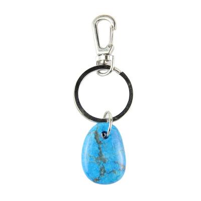 China Trendy Pendants Ring Turquoise Gemstone Column Key Chain 2022 Hot Sales Logo Metal Zinc Alloy Fashionable Custom Made Natural Good Quality for sale