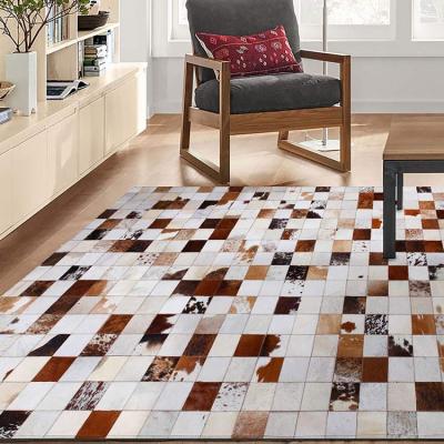 China Wholesale Cushioned Rug Nature Cowhide Patchwork Blanket Cowhide Floor Blanket for sale