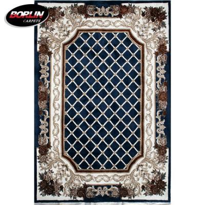 China 100% Polyester Fire Resistant New Product Blue Machine Made Persian Rug for sale