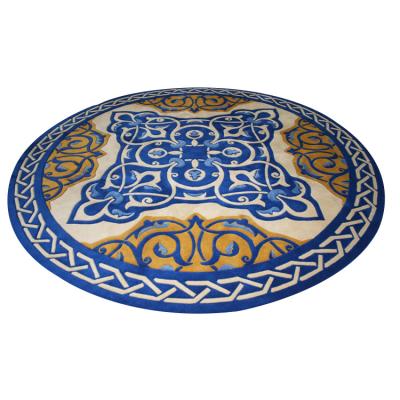 China Anti-slip Round Blue Thick Bedside Floor Wool Handmade Turkish Blankets Blanket for sale