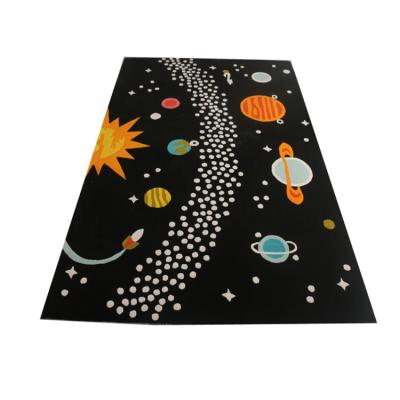 China Decorate black wear-resistant metagalaxy printed kids bedroom carpet area rug for sale