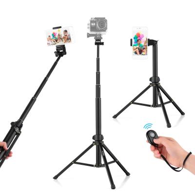 China 1.5m/59in 2in1 Tripod Mount + Extendable Selfie Stick With Remote Phone Holder Shutter Compatible With iPhone Android Phones For D8459 for sale