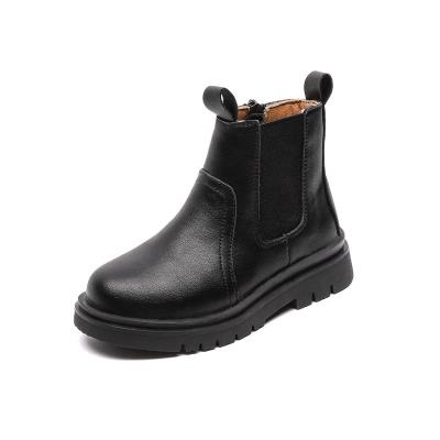 China Comfortable Genuine Leather Kids Shoes Children Autumn Winter School Shoes Unique Breathable Classic Rubber Kids Black Ankle Boots for sale